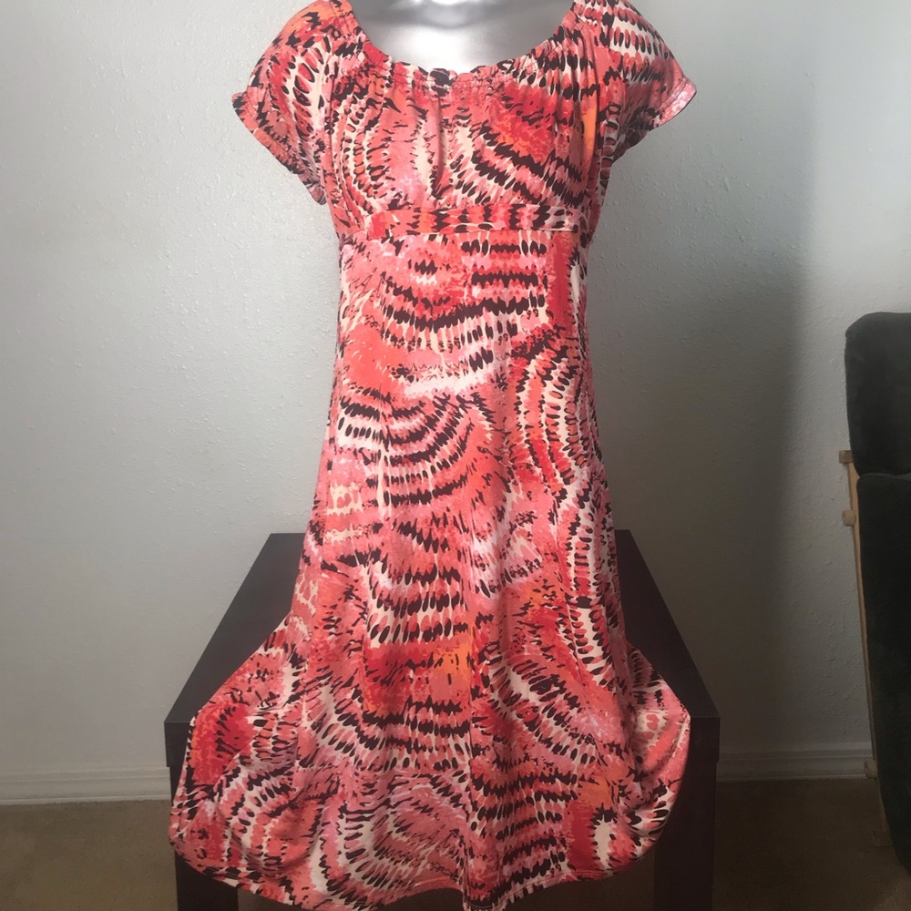 Coral and Black Dress